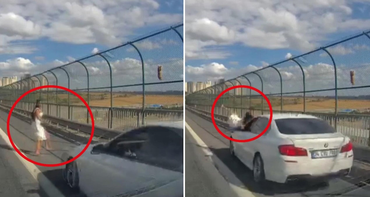 goruntu istanbuldan kediyi kurtarmak isteyen kadina araba carpti EHnaWVLW